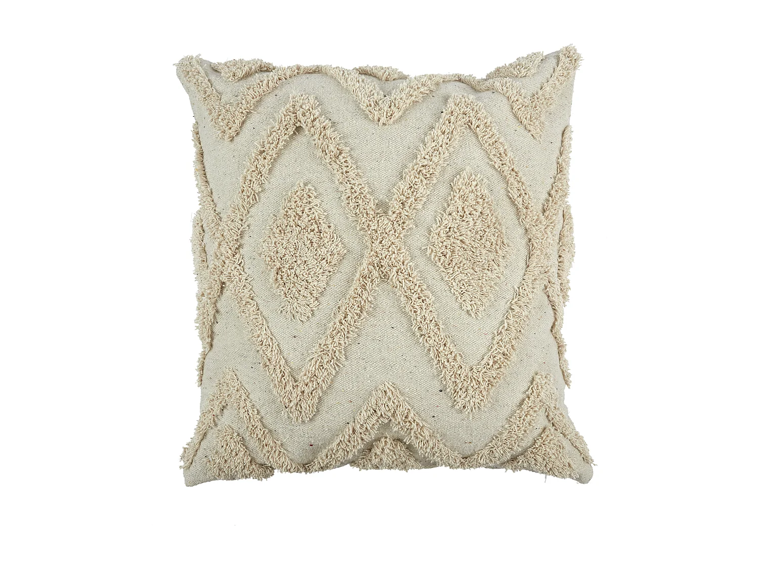Coussin Ethnique Relief Losange Ecru 40x40cm Beige