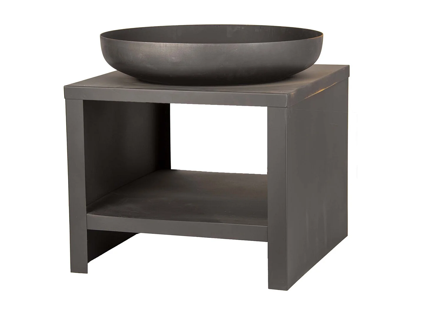 Vuurschaal met houtopslag 62 cm zwart