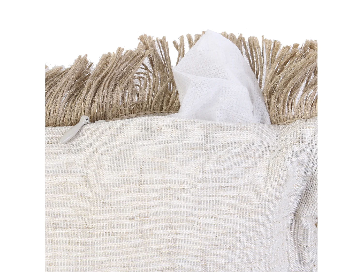 Coussin Raphia Naturel Dehoussable 40x40cm Beige, Or