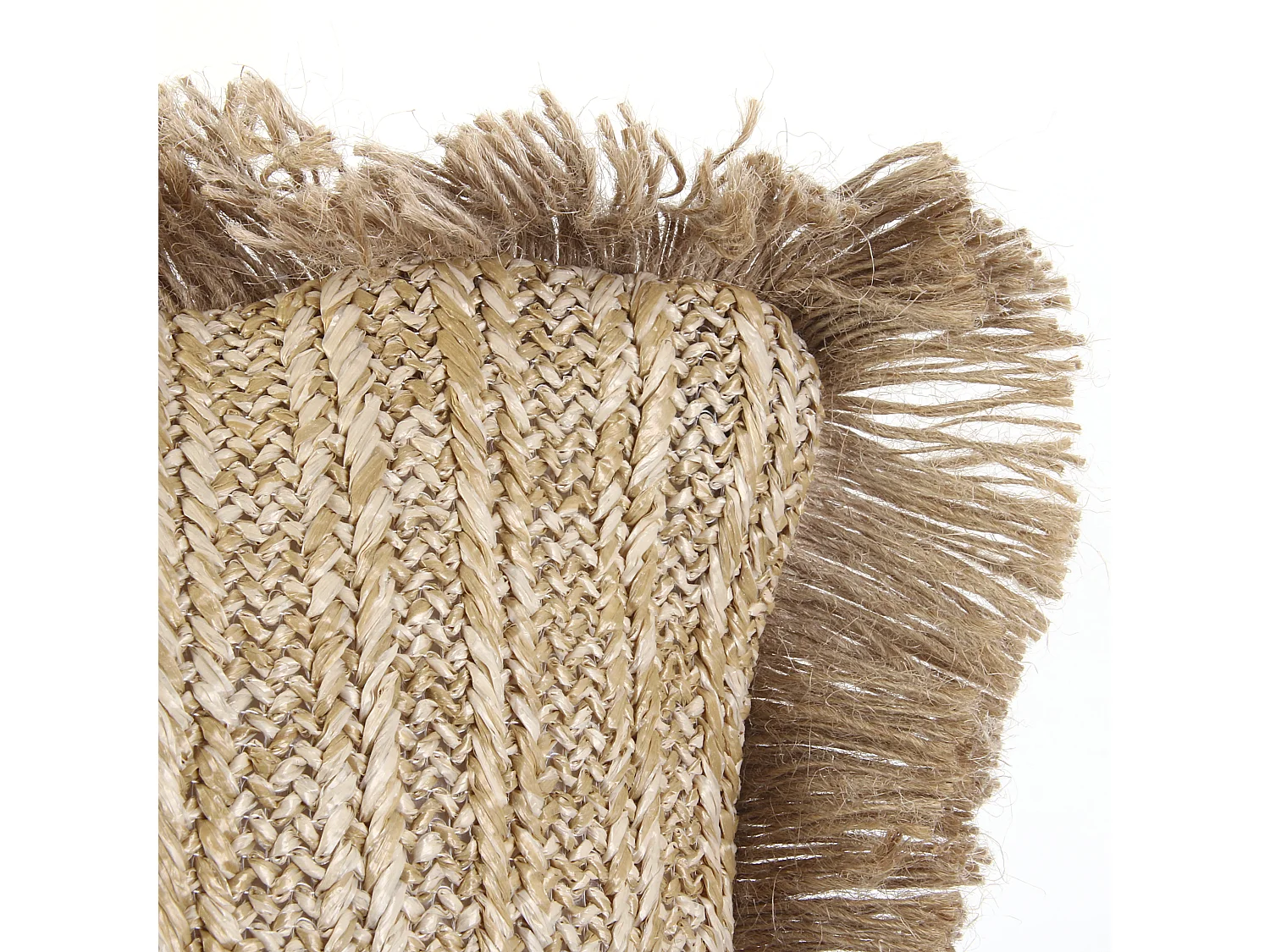 Coussin Raphia Naturel Dehoussable 40x40cm Beige, Or