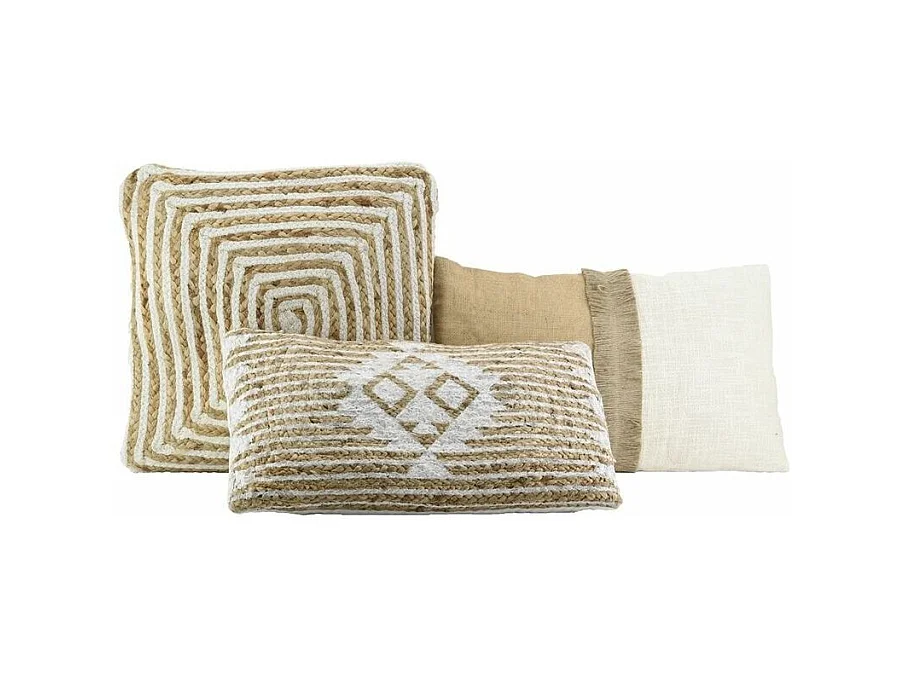 Coussins à motif en jute et coton (Lot de 3)