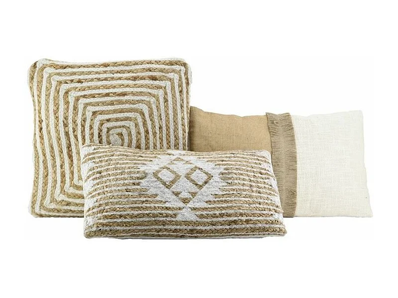 Coussins à motif en jute et coton (Lot de 3)