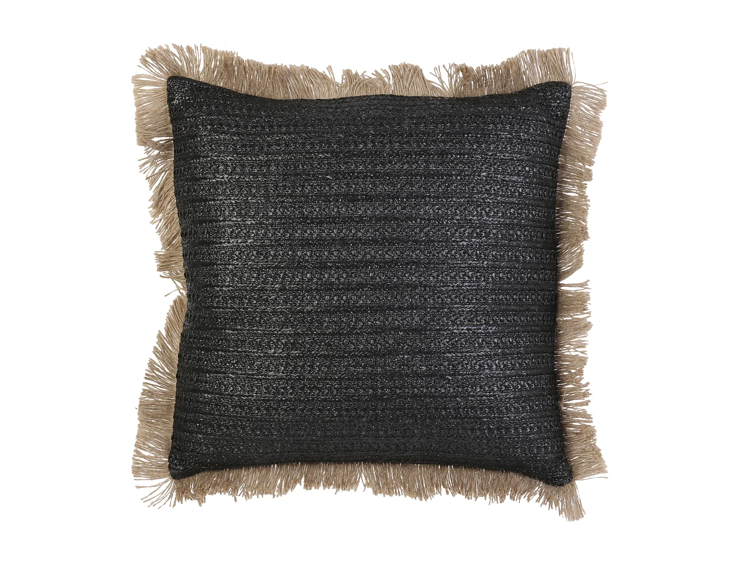 Coussin Raphia Noir Dehoussable 40x40cm Beige, Noir