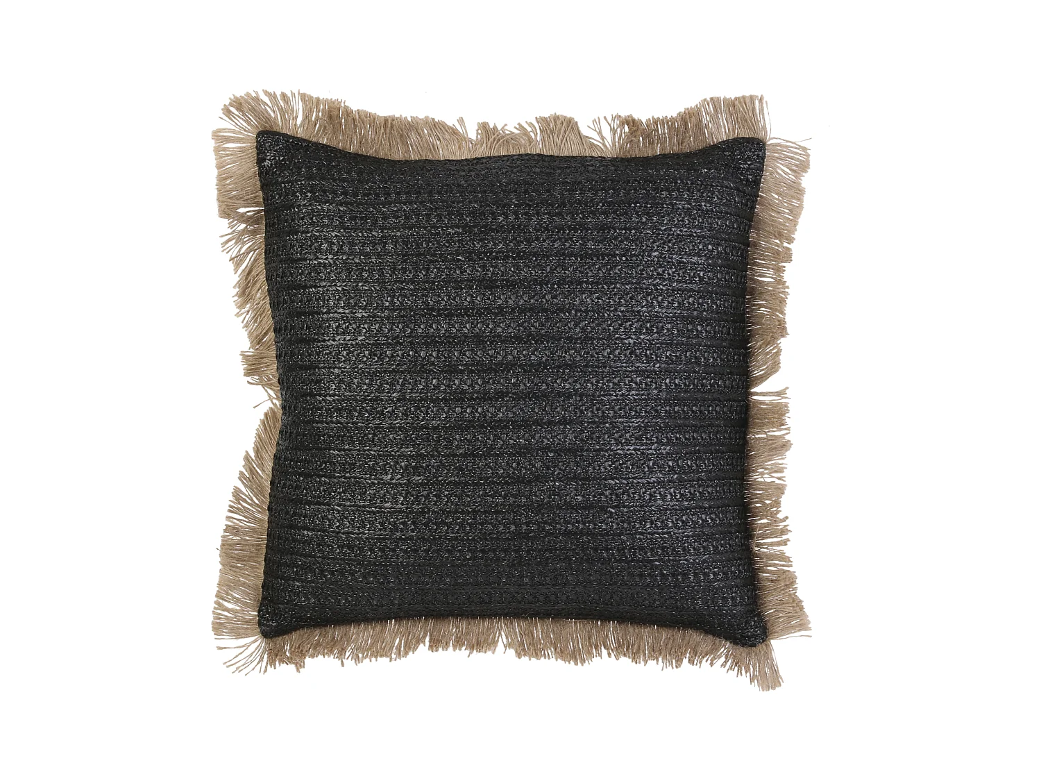 Coussin Raphia Noir Dehoussable 40x40cm Beige, Noir