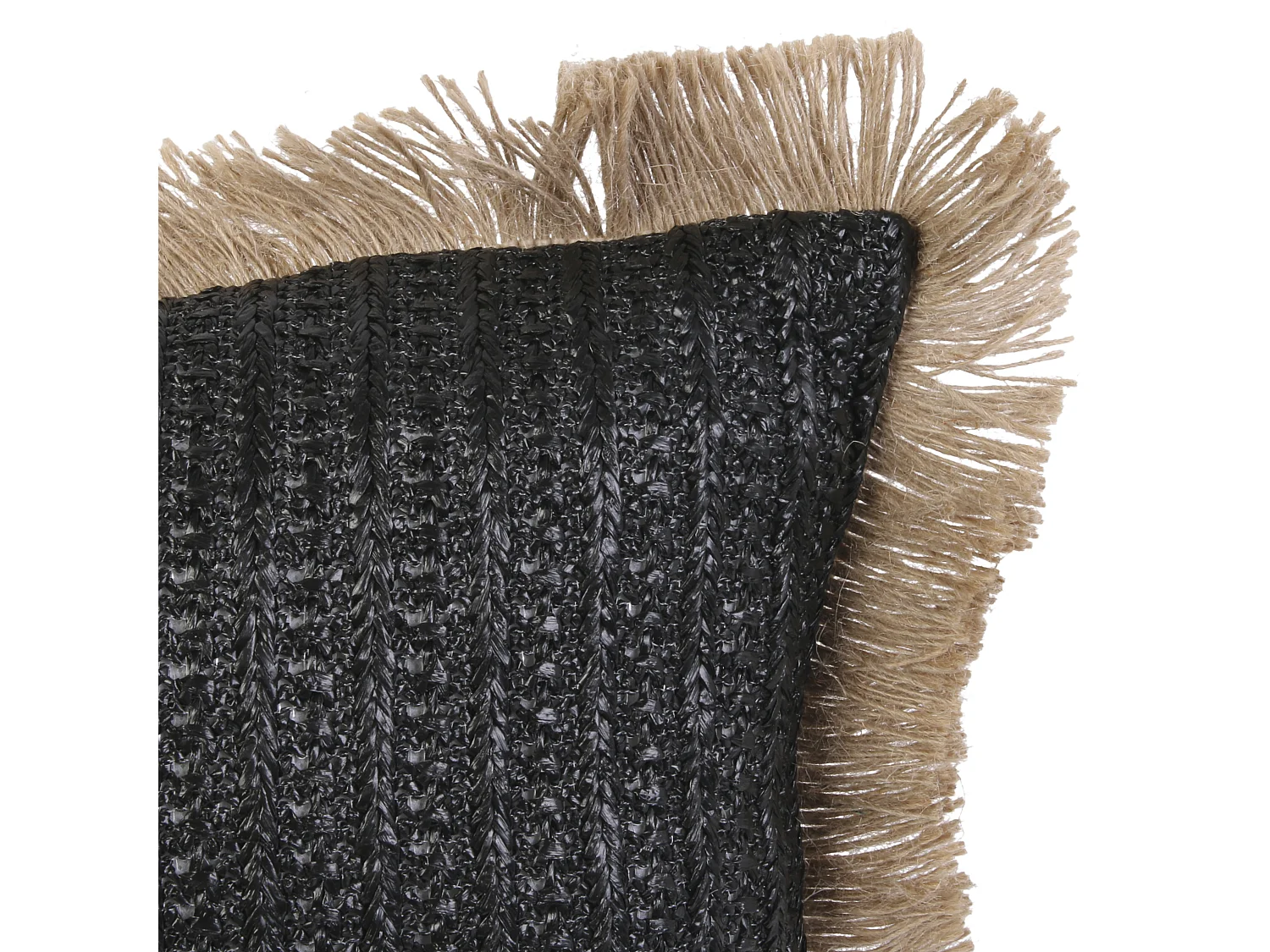 Coussin Raphia Noir Dehoussable 40x40cm Beige, Noir