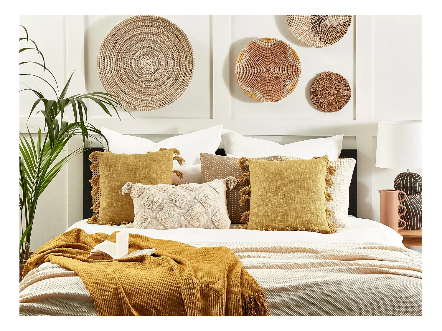 Set van 2 decoratieve kussens LYNCHIS Katoen 45 x 45 cm Geel Effen