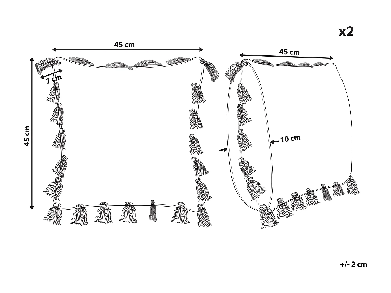 Lot de 2 coussins décoratifs LYNCHIS Coton 45 x 45 cm Vert olive Unicolore