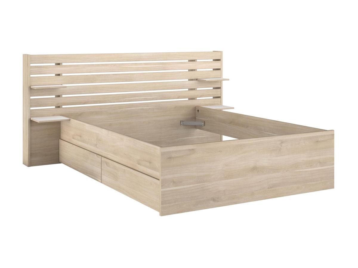 Bett mit Stauraum - 140 x 190/200 cm - Holzfarben - TENALIA II günstig online kaufen