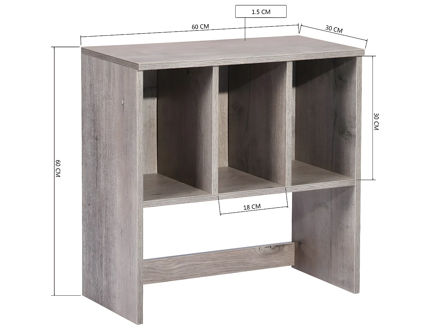 URBAN MEUBLE Meuble de rangement 3 niches 60*30*60CM