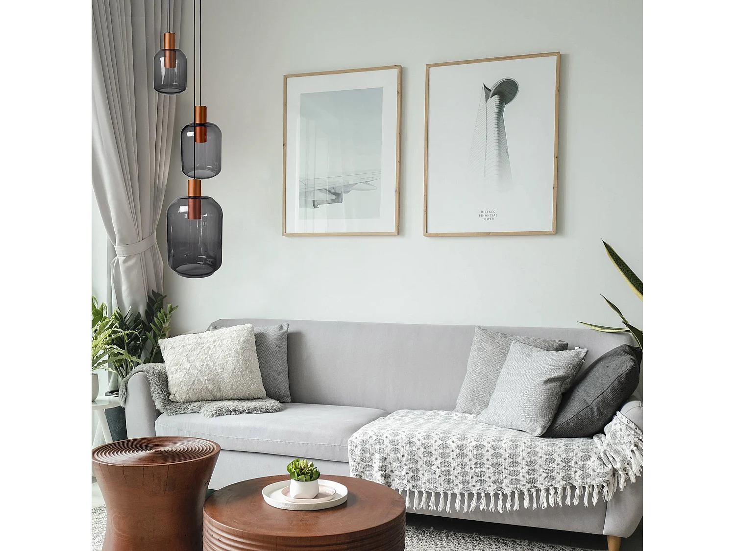 Suspensão TOSEL  SVALBARD SMB vidro conjunto lilás D60 x  H100  cm