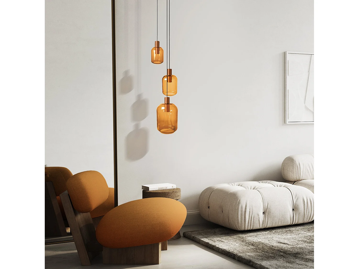 Suspensão TOSEL  SVALBARD SMB vidro conjunto colori D60 x  H100  cm