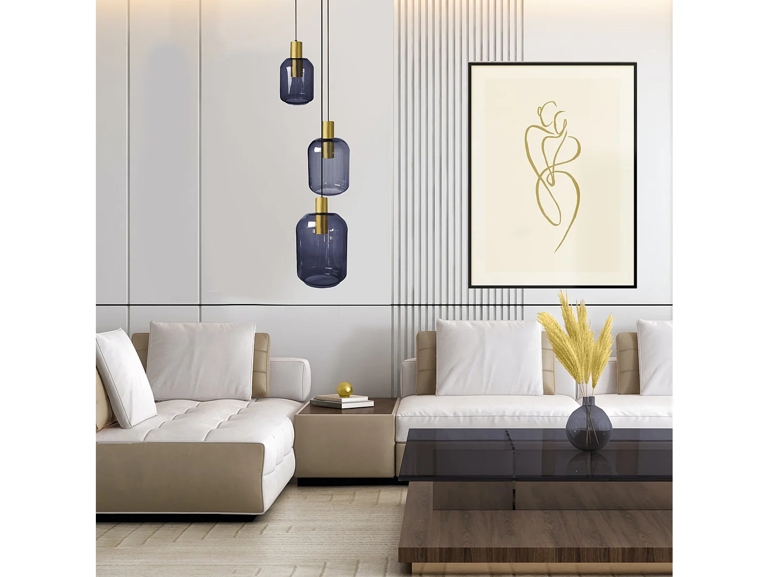 Lustre TOSEL ,métal,Bleu,H100x D60xP60cm