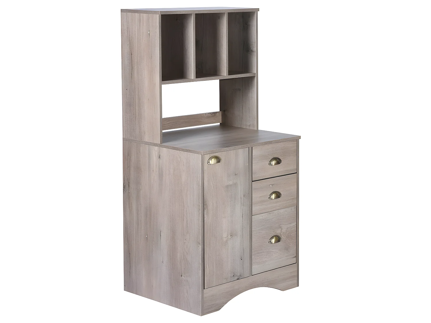 URBAN MEUBLE Buffet modulable avec 1 porte et 3 tiroirs et étagère ouverts en bois Chêne