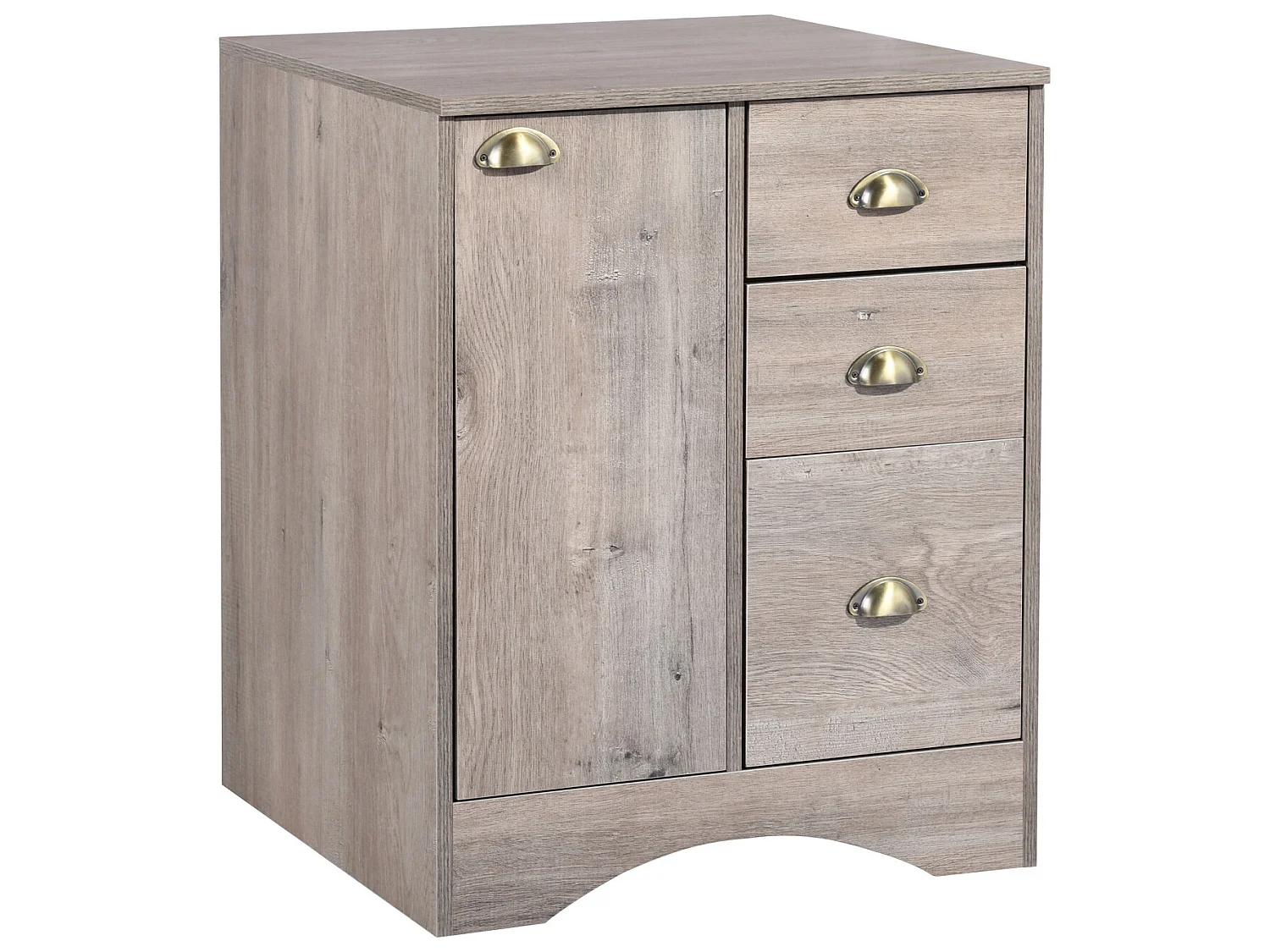 URBAN MEUBLE Buffet modulable avec 1 porte et 3 tiroirs et étagère ouverts en bois Chêne