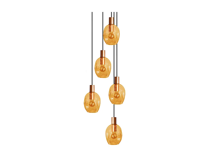 Lámpara de Araña  TOSEL ,metal y cristal,AMARILLO,P 100xD60xD60cm