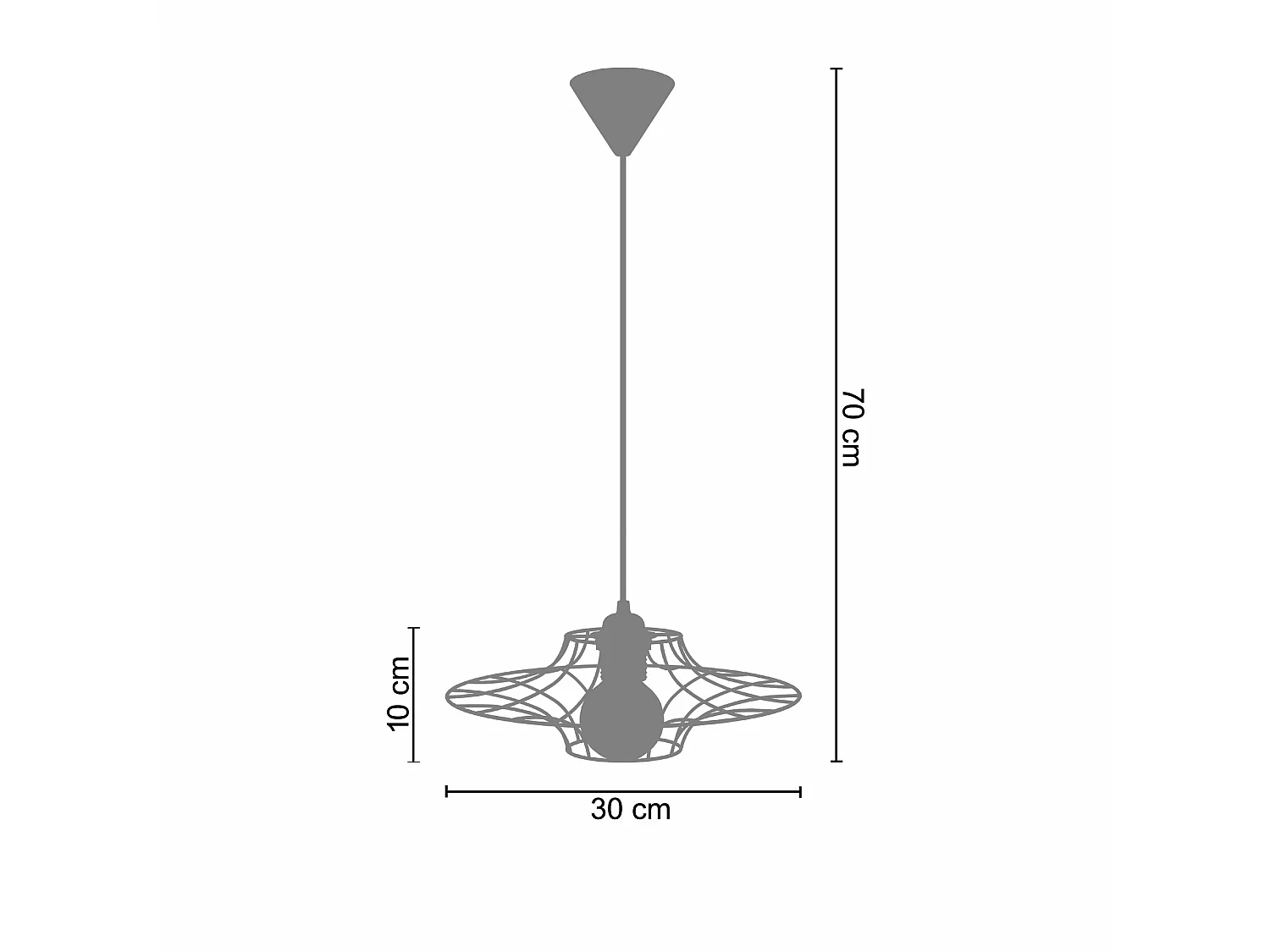 Suspensión  TOSEL ,metal,Aluminio ,A70xD 30x P 30cm