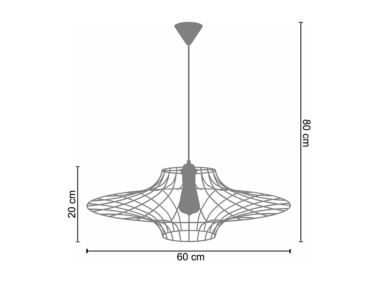 Suspensão TOSEL  UFO metal geométrico cinza D80 x  H80  cm