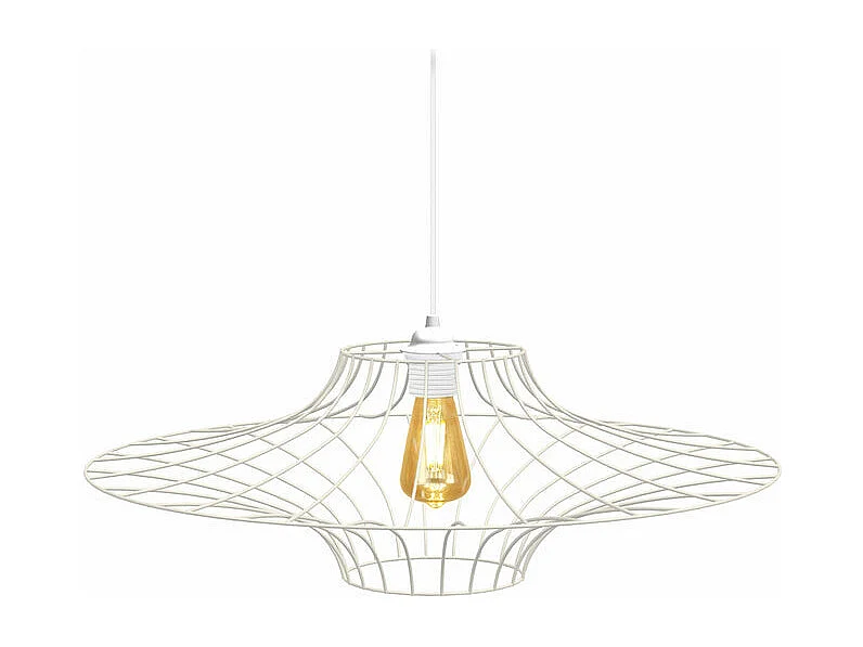 Suspension filaire double métal blanc80 cm.