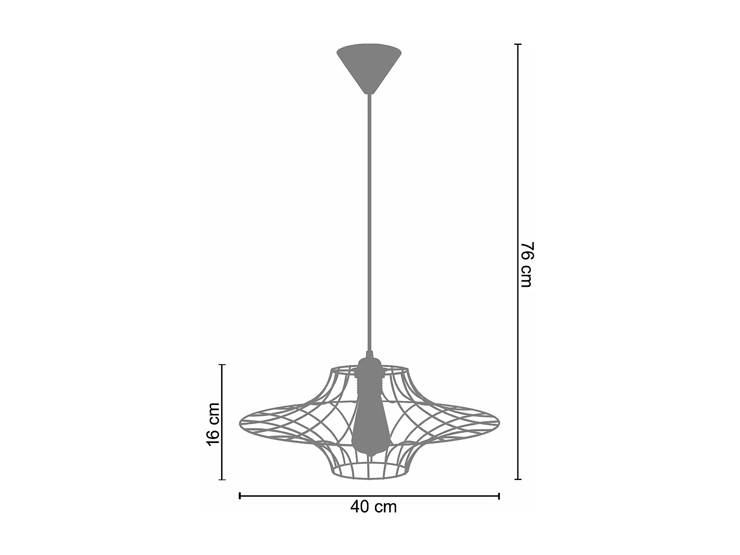 Suspensión  TOSEL ,metal,Blanco,A76xD 40xP40cm