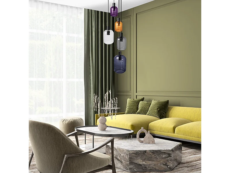 Suspensão TOSEL  SVALBARD SMB vidro conjunto azul D60 x  H100  cm