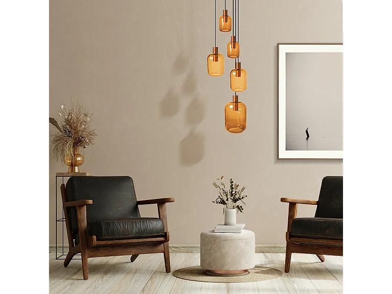 Suspensão TOSEL  SVALBARD SMB vidro conjunto claro D60 x  H100  cm