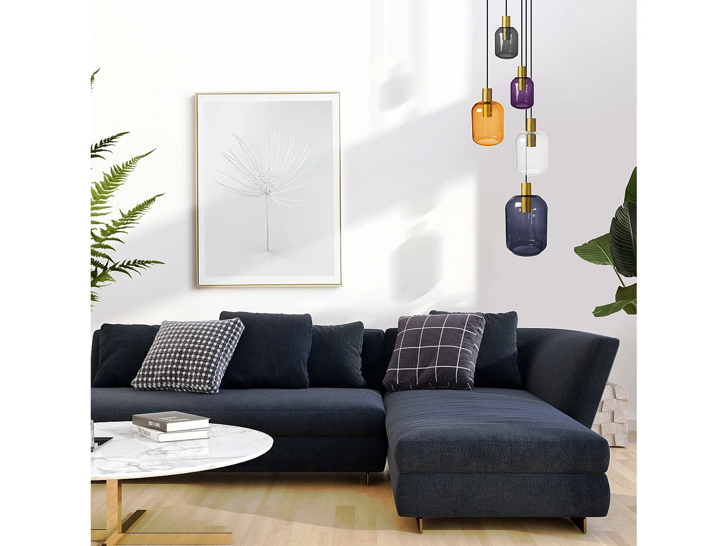 Lámpara de Araña  TOSEL ,metal y cristal,Dorado,A100x D60xP60cm