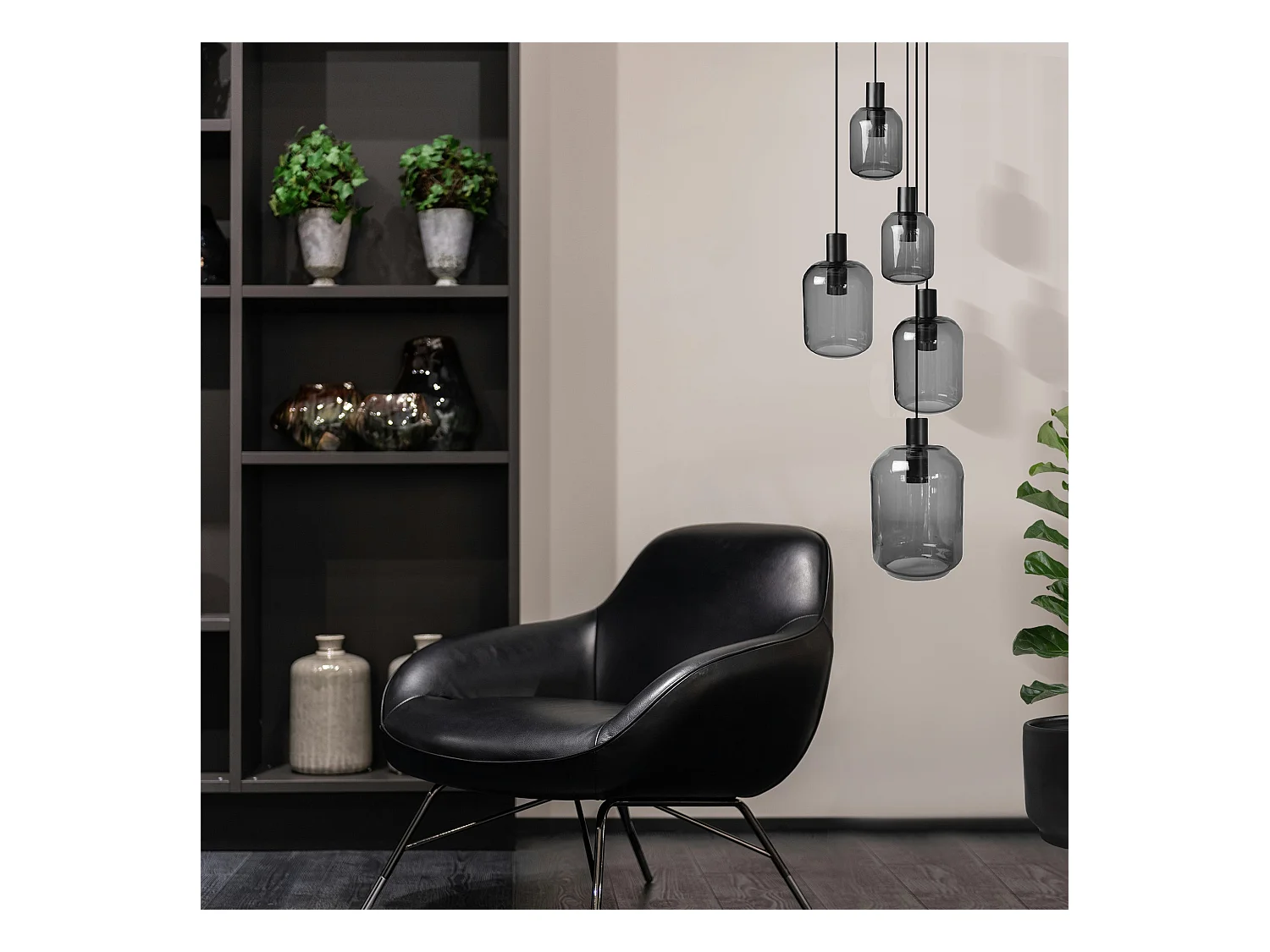 Lustre TOSEL ,métal,Gris ,H100xD 60x P 60cm