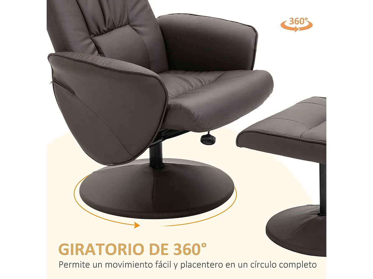 Sillón reclinable otomana marrón 81x81x105 cm HOMCOM