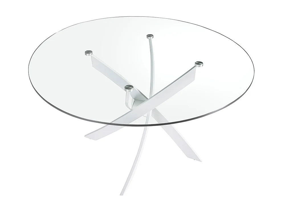 Tavolo da pranzo rotonda vetro temperato e acciaio bianco 1138-Ø110 ANGEL CERDA