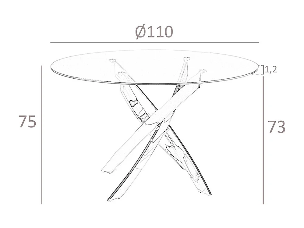 Tavolo da pranzo rotonda vetro temperato e acciaio bianco 1138-Ø110 ANGEL CERDA