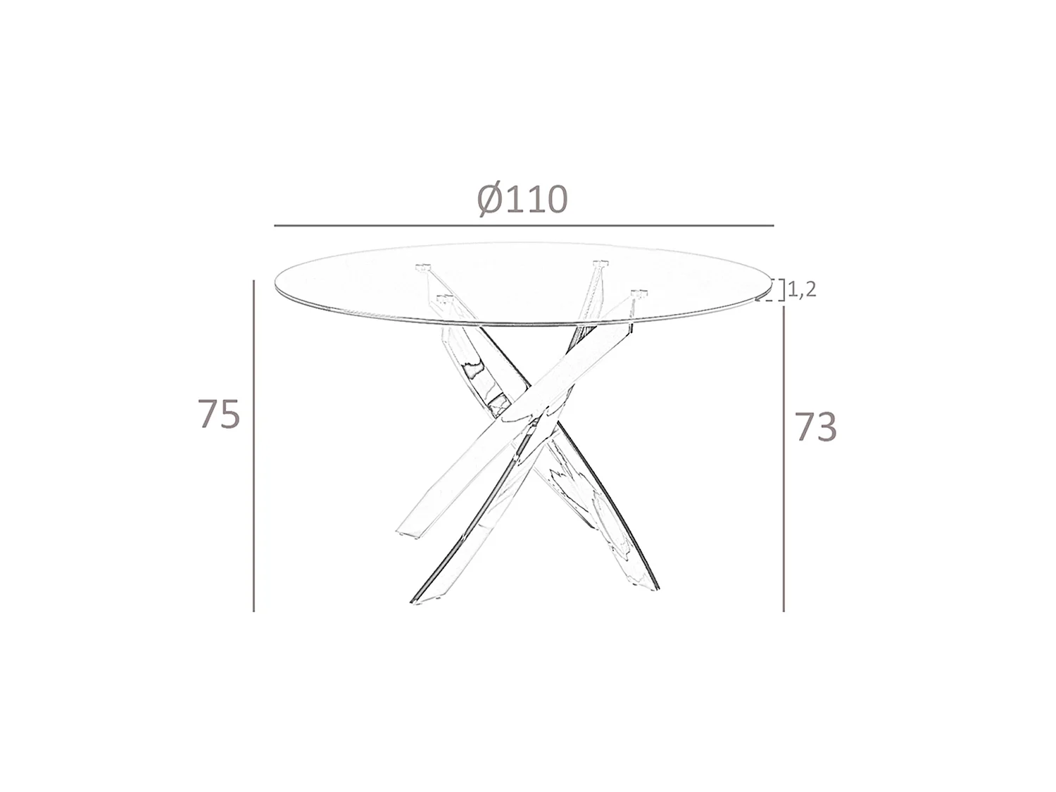 Table à manger ronde verre trempé et acier blanc 1138-Ø110 ANGEL CERDA