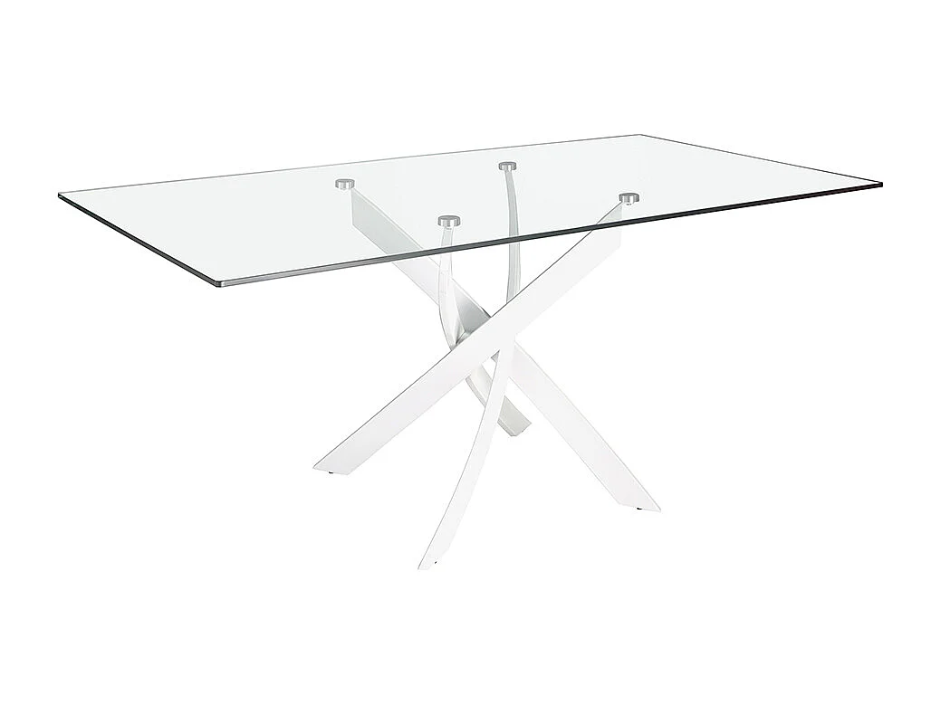 Table à manger rectangulaire verre trempé et acier blanc 1138-180x95 ANGEL CERDA