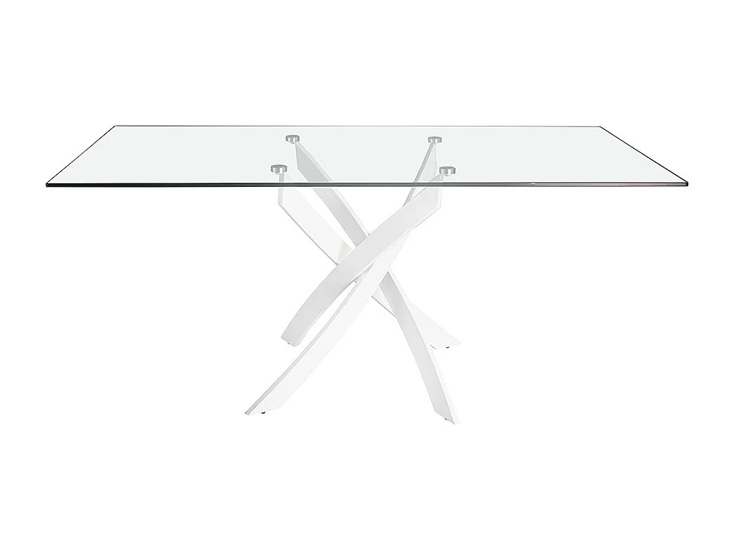 Table à manger rectangulaire verre trempé et acier blanc 1138-180x95 ANGEL CERDA