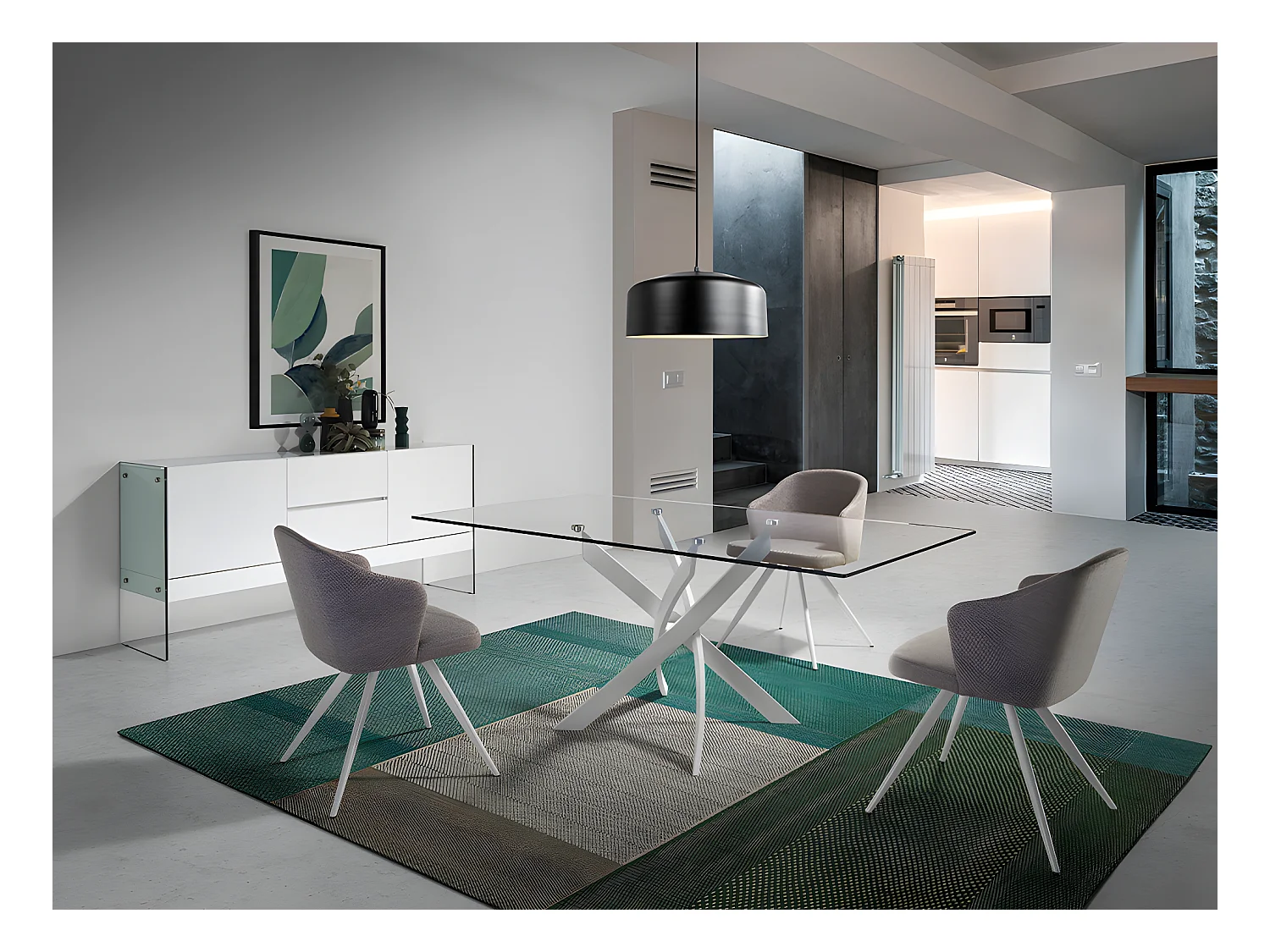 Tavolo da pranzo rettangolare in vetro 1138 ANGEL CERDA