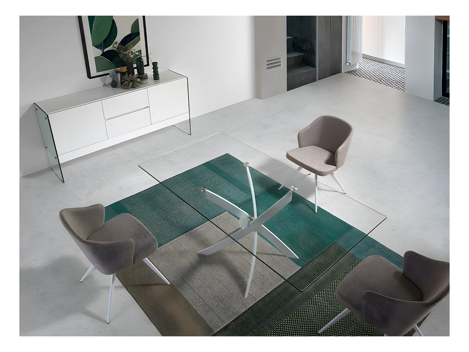 Tavolo da pranzo rettangolare in vetro 1138 ANGEL CERDA