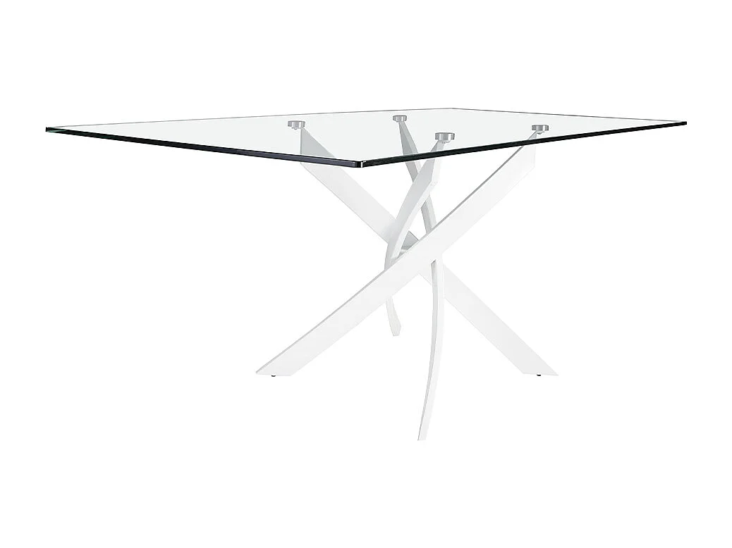 Eettafel rechthoekig gehard glas en wit staal 1138-180x95 ANGEL CERDA
