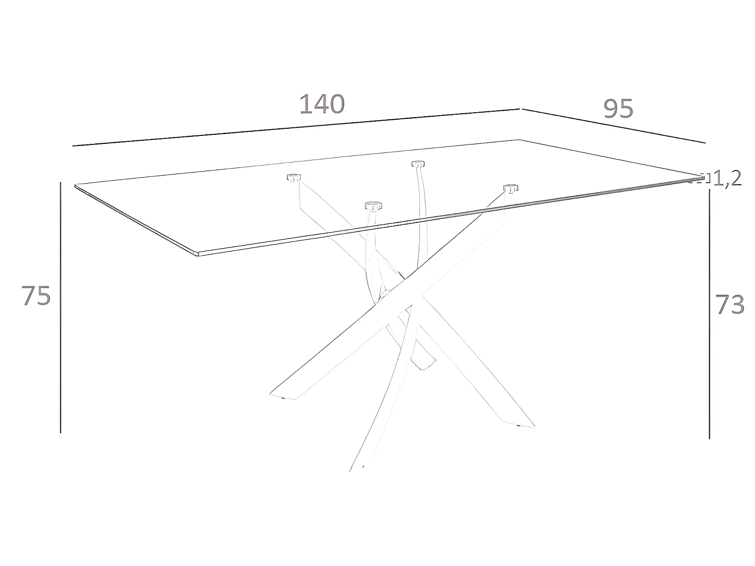 Table de salle à manger rectangulaire en verre 1138 ANGEL CERDA