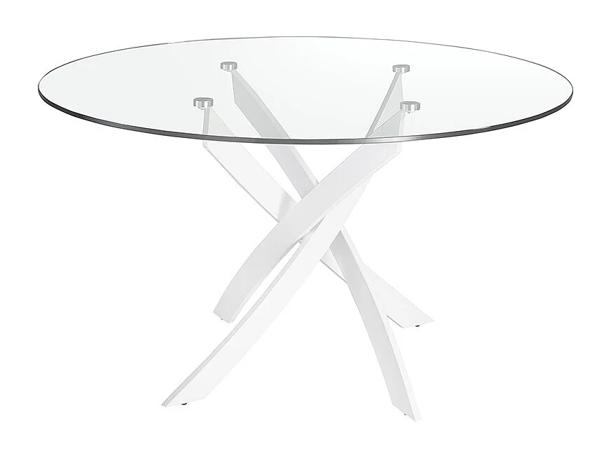 Tavolo da pranzo rotonda vetro temperato e acciaio bianco 1138-Ø120 ANGEL CERDA