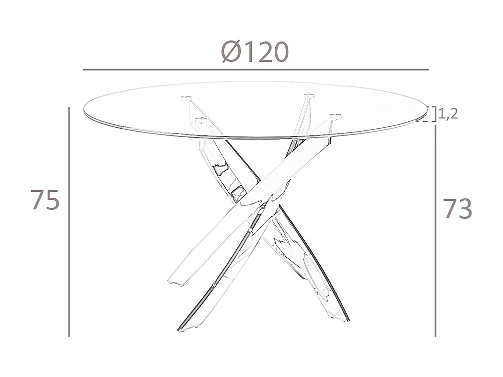 Tavolo da pranzo rotonda vetro temperato e acciaio bianco 1138-Ø120 ANGEL CERDA