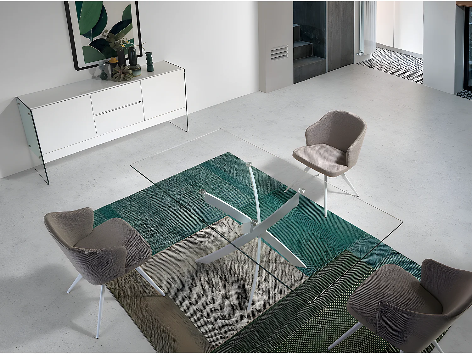 Table de salle à manger rectangulaire en verre 1138 ANGEL CERDA