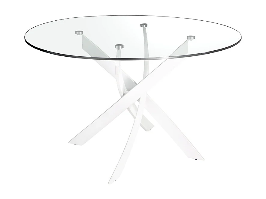 Tavolo da pranzo rotonda vetro temperato e acciaio bianco 1138-Ø140 ANGEL CERDA