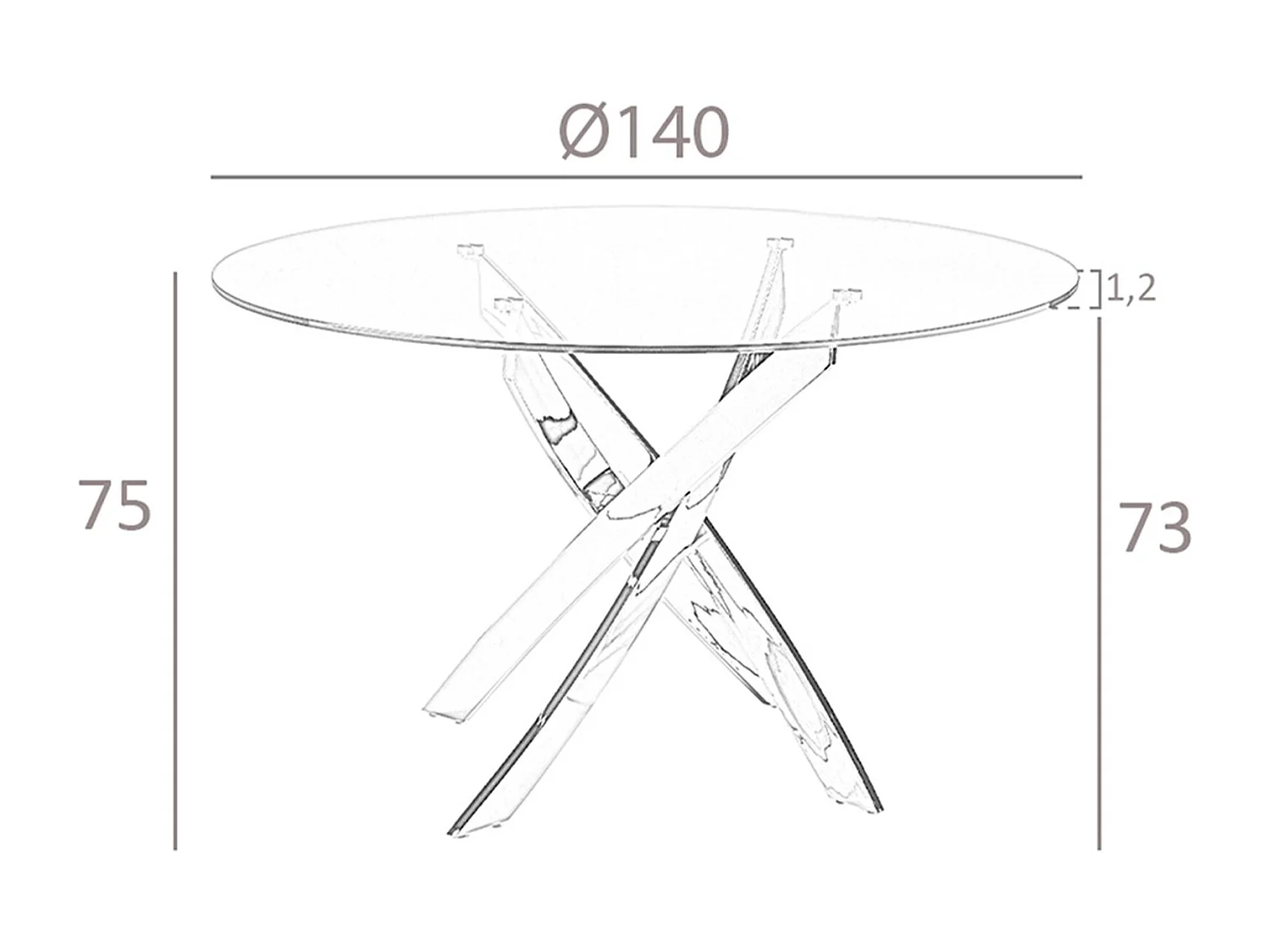 Tavolo da pranzo rotonda vetro temperato e acciaio bianco 1138-Ø140 ANGEL CERDA