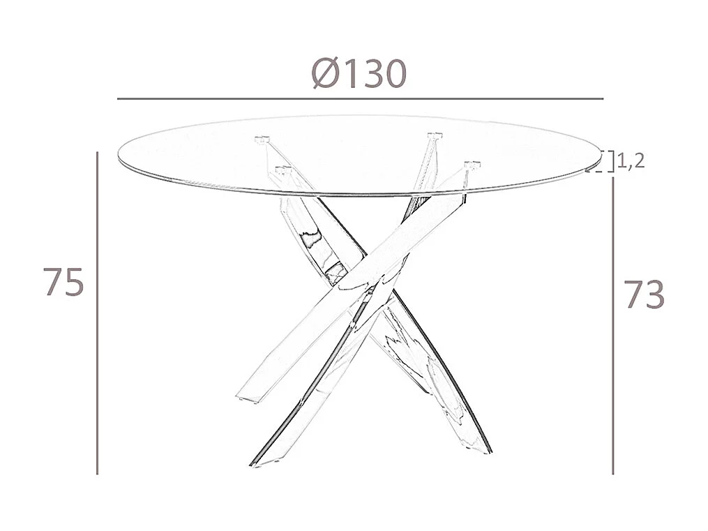 Tavolo da pranzo rotonda vetro temperato e acciaio bianco 1138-Ø130 ANGEL CERDA