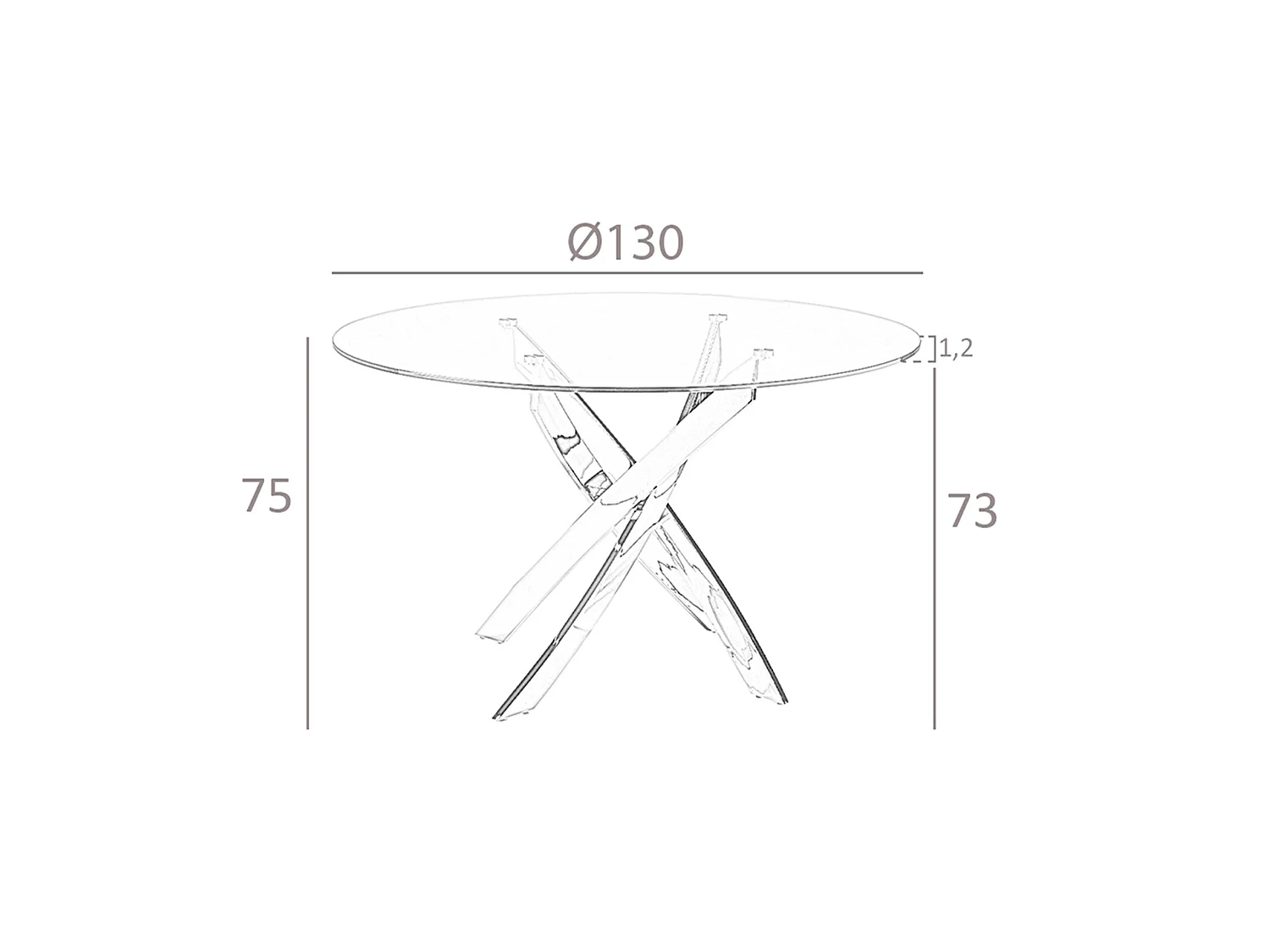 Table à manger ronde verre trempé et acier blanc 1138-Ø130 ANGEL CERDA