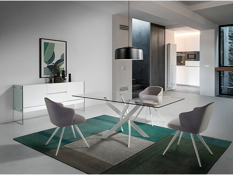 Table de salle à manger rectangulaire en verre 1138 ANGEL CERDA