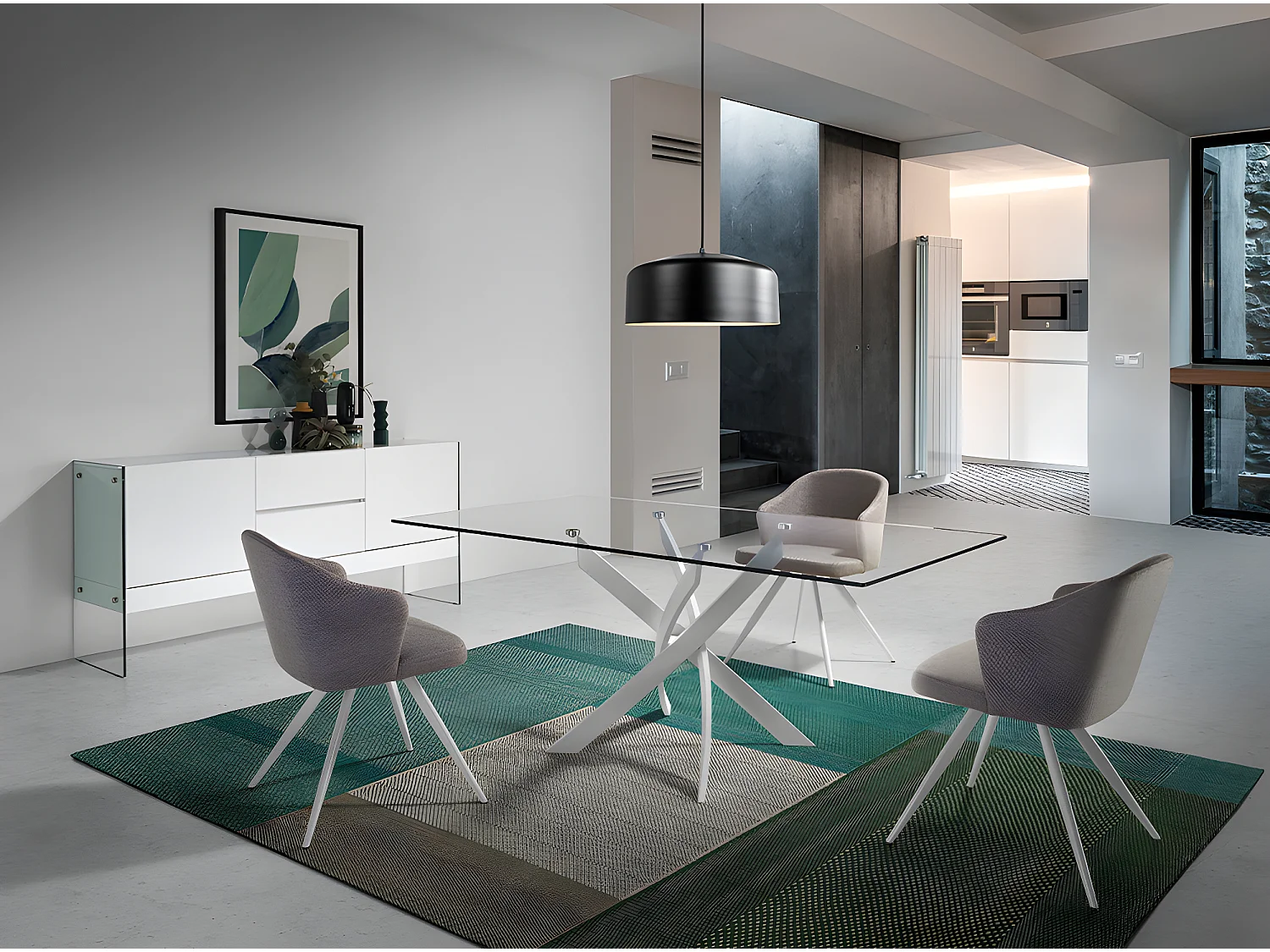 Table de salle à manger rectangulaire en verre 1138 ANGEL CERDA