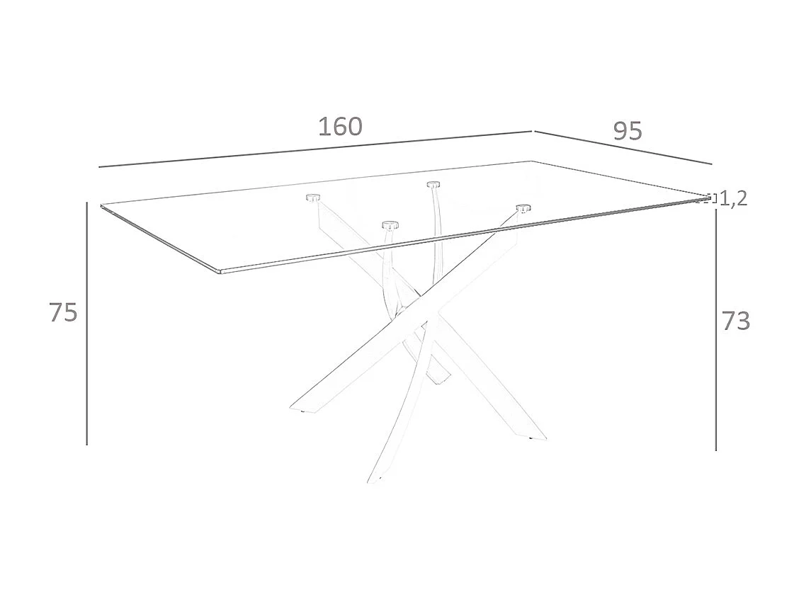 Stół do jadalni prostokątny szkło hartowane i biały stalowy 1138-160x95 ANGEL CERDA