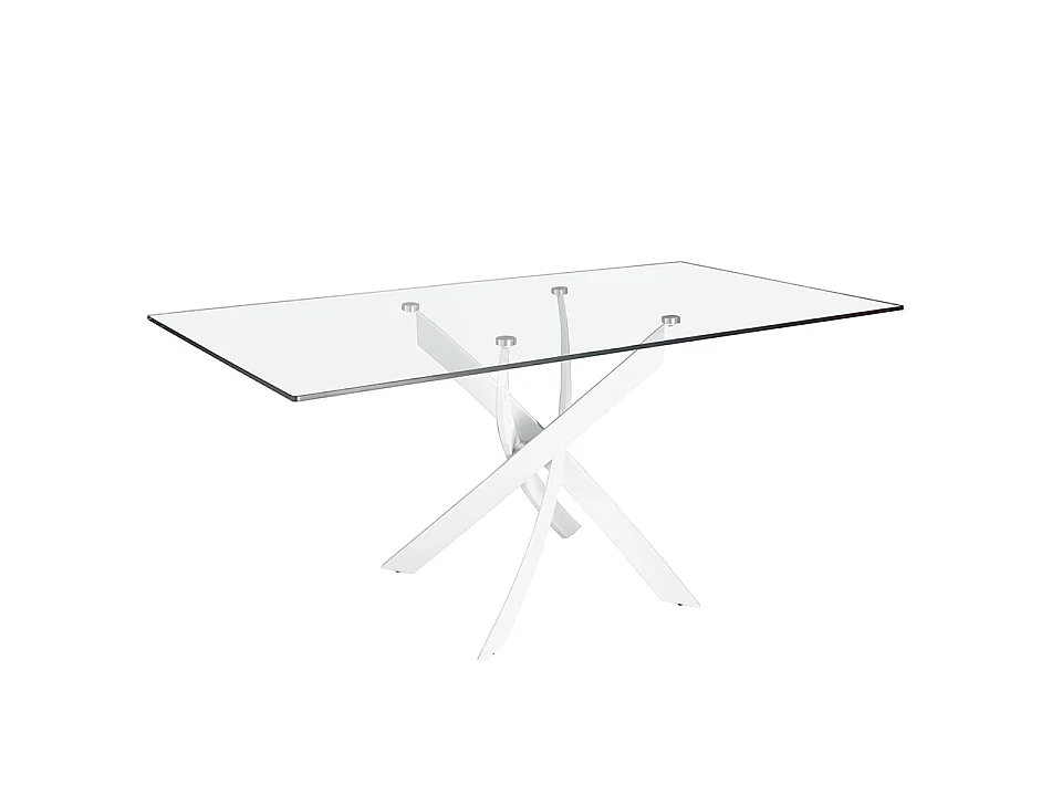 Table à manger rectangulaire verre trempé et acier blanc 1138-160x95 ANGEL CERDA