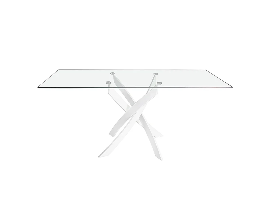 Table à manger rectangulaire verre trempé et acier blanc 1138-160x95 ANGEL CERDA