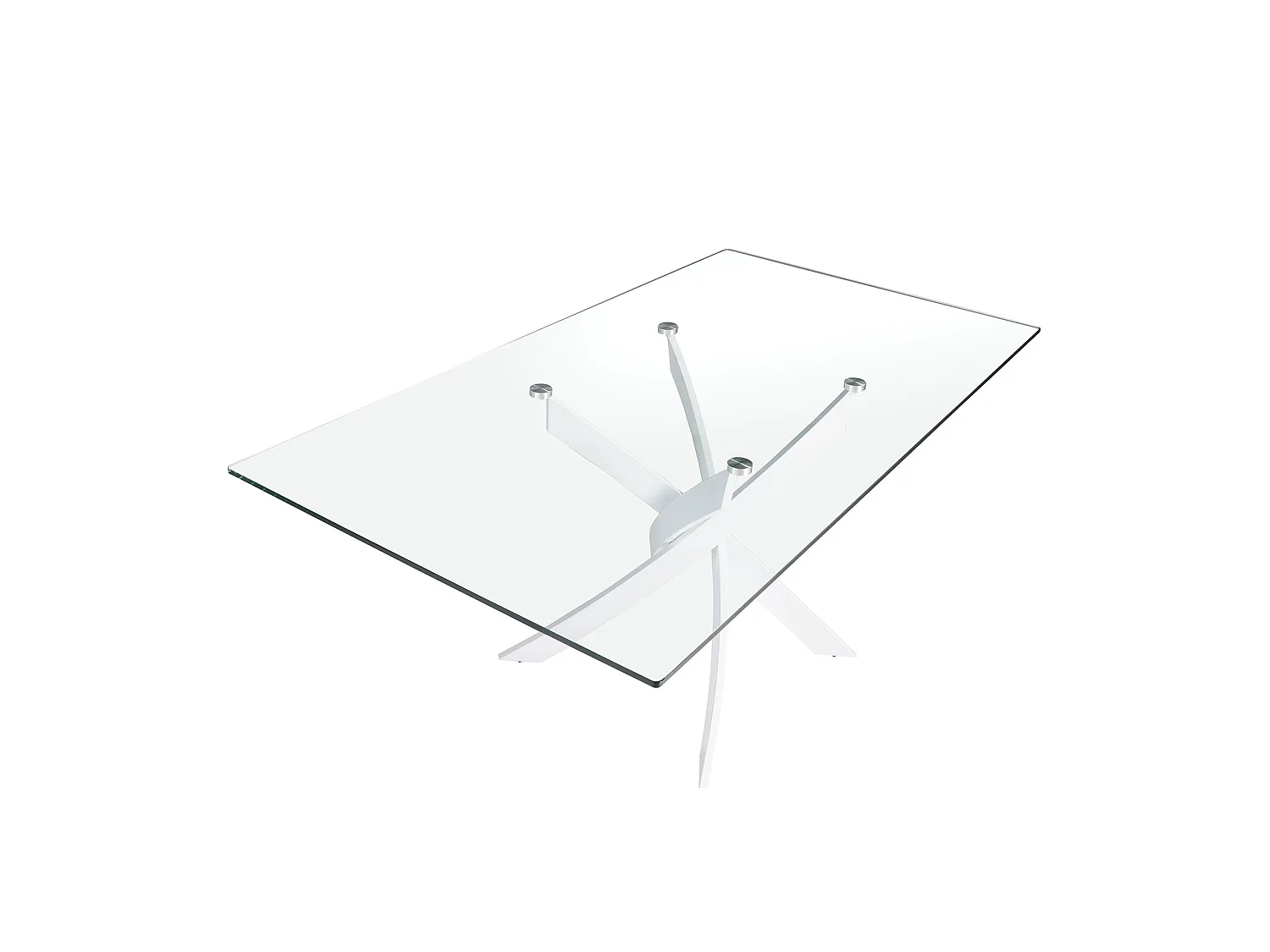 Table à manger rectangulaire verre trempé et acier blanc 1138-160x95 ANGEL CERDA